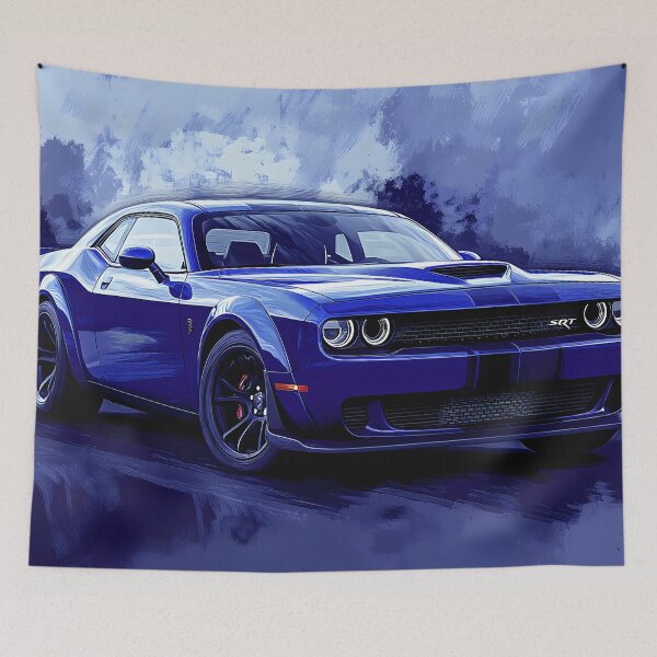 Item preview, Digital Pop Art Painting – Blue Dodge Challenger SRT VIII designed and sold by AutoPopStudio.