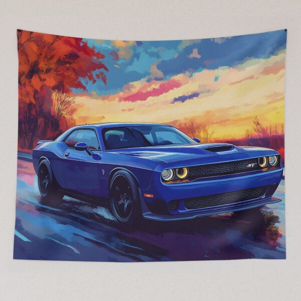 Item preview, Digital Pop Art Painting – Blue Dodge Challenger SRT X designed and sold by AutoPopStudio.