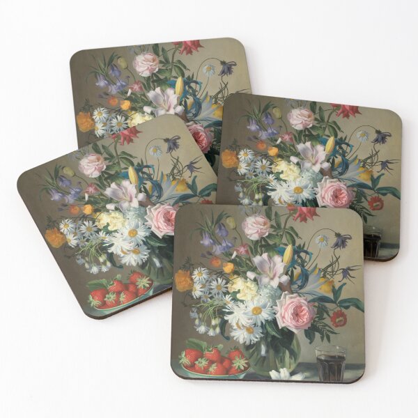 Item preview, French Floral Still Life – Vibrant Roses and Fresh Strawberries designed and sold by CARRAANN.