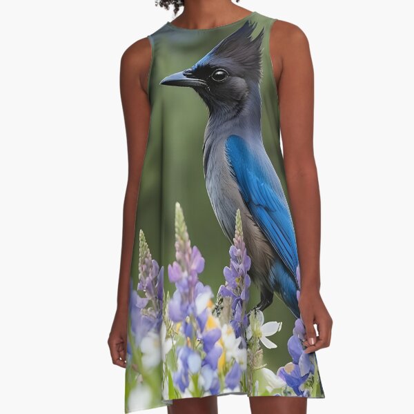 Artikel-Vorschau von Steller's Jay in Cascade Mountain Wildflower Meadow, designt und verkauft von ACuriousshoppe.