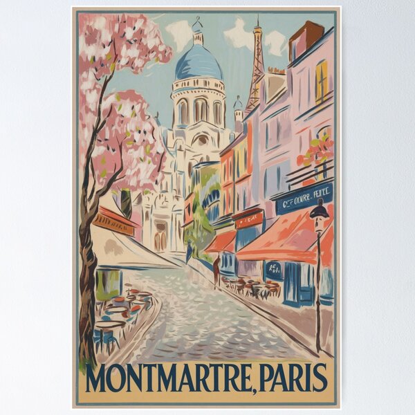 Item preview, Montmartre Paris Travel Poster – Impressionist Painting  designed and sold by Carraann .