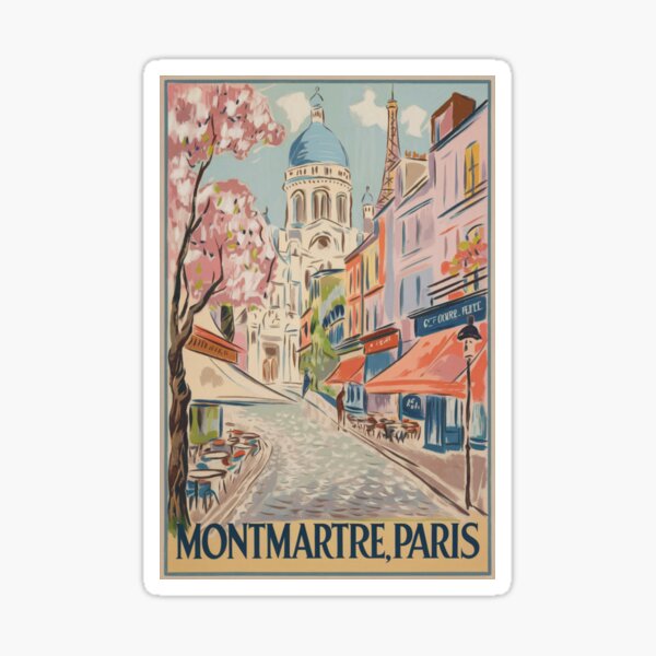 Item preview, Montmartre Paris Travel Poster – Impressionist Painting  designed and sold by Carraann .