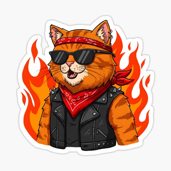 Badass Cat Biker – Ride Fast, Live Wild Sticker