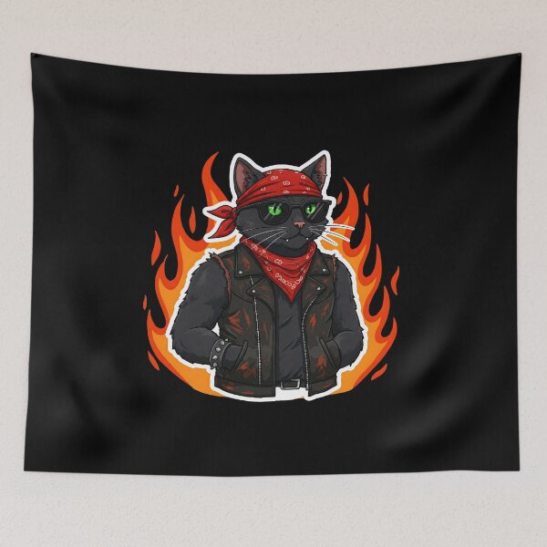Item preview, Badass Cat Biker Rebel – No Rules, Just Ride designed and sold by Meow Cat.