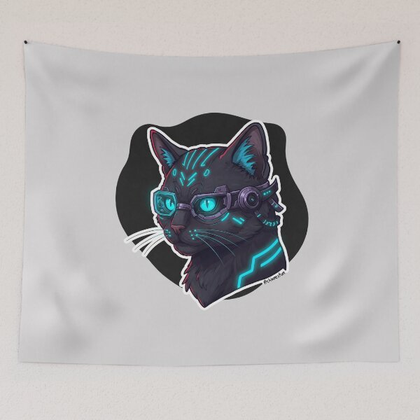 Item preview, Badass Cat Cyberpunk – Neon Feline from the Future designed and sold by Meow Cat.