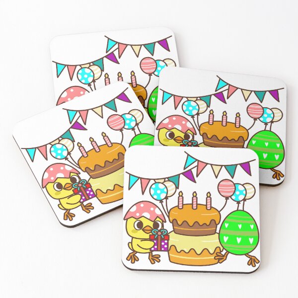 Item preview, Cute chicks in birthday party. Animal cartoon designed and sold by NoeySmiley55.