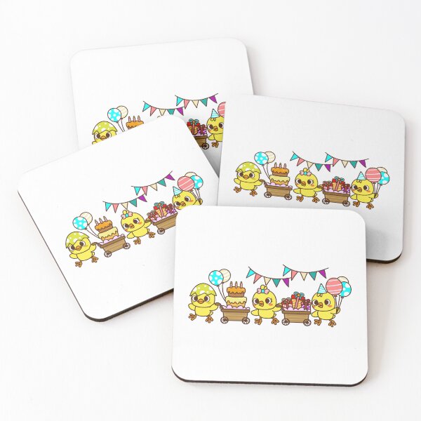Item preview, Cute chicks in birthday party. Animal cartoon designed and sold by NoeySmiley55.