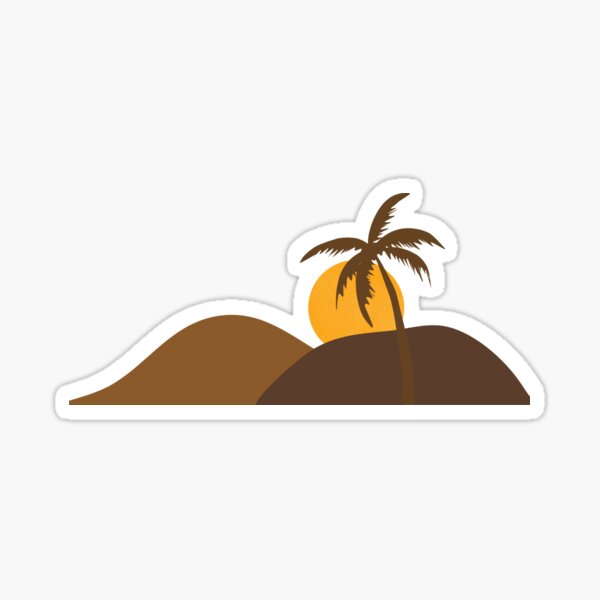 Tropical Sunset Hills – Coconut Tree & Sun Landscape Design Sticker