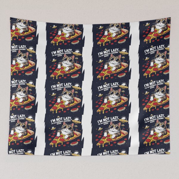 Item preview, Grumpy Cat on Pizza in Space Funny Lazy Mode T-Shirt designed and sold by Prithbyshop.
