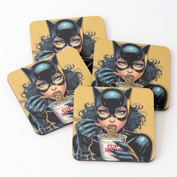 Item preview, American comic heroine eating a cup of noodles designed and sold by SammyMorry.