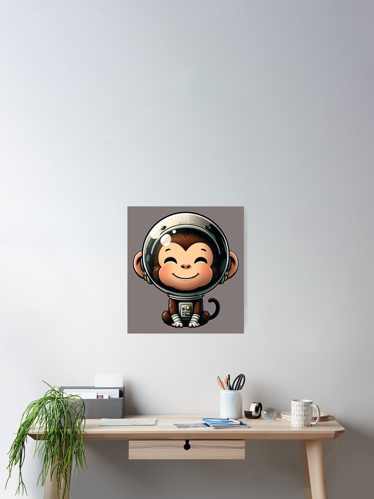 Thumbnail 2 of 3, Poster, Cute space monkey designed and sold by Rontjequinn.