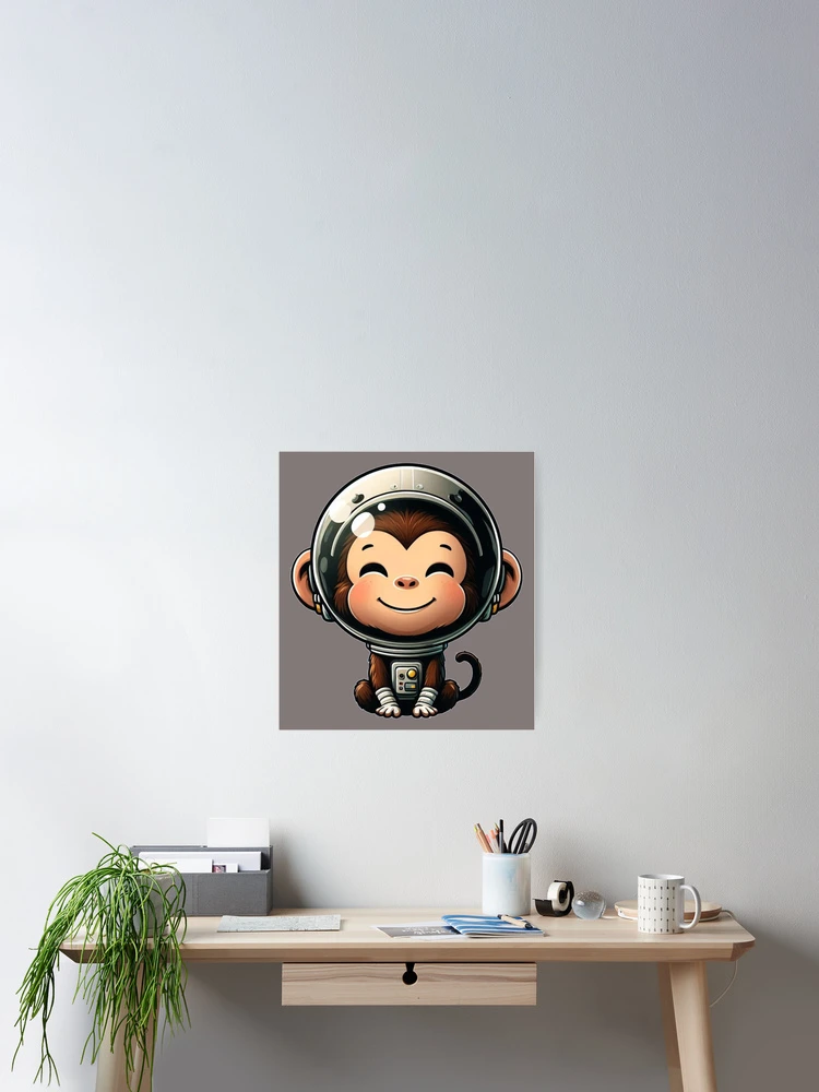 Thumbnail 2 of 3, Poster, Cute space monkey designed and sold by KingCuppaDigitalArt.