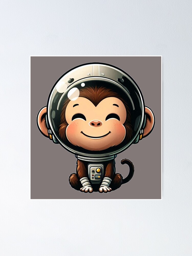 Thumbnail 1 of 3, Poster, Cute space monkey designed and sold by Rontjequinn.