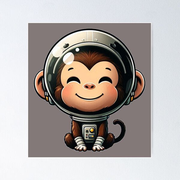 Item preview, Cute space monkey designed and sold by KingCuppaDigitalArt.