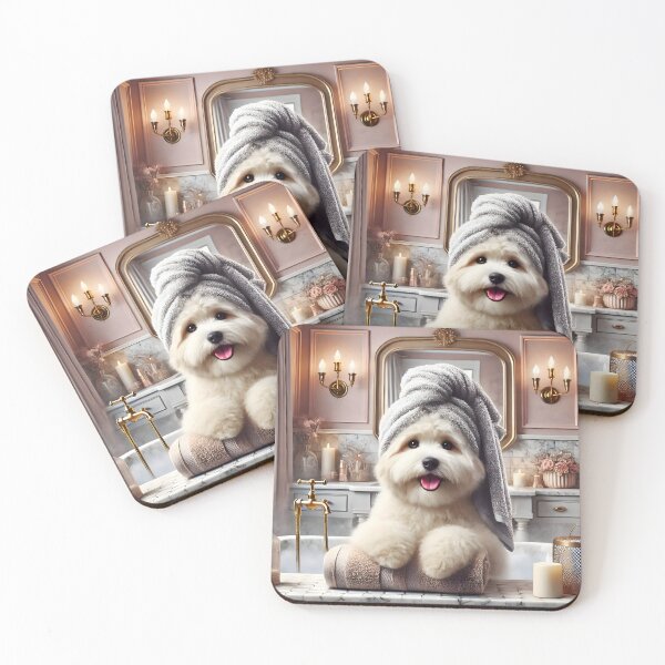Item preview, Spa Day, Human! Now Fetch My Treats – Funny Dog Bathroom Art designed and sold by FantasyVillaArt.