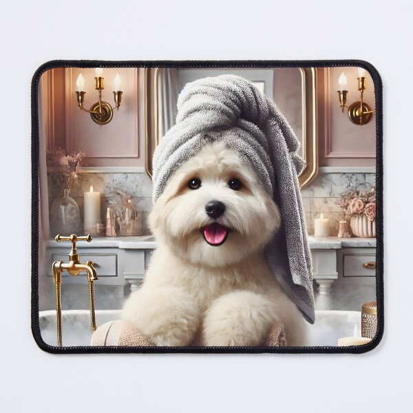 Item preview, Spa Day, Human! Now Fetch My Treats – Funny Dog Bathroom Art designed and sold by FantasyVillaArt.