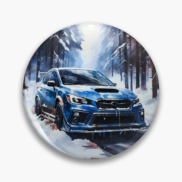Item preview, Dynamic Watercolor Style With Vibrant Blue Rally Car In Snowy Forest designed and sold by RevUpDesign.