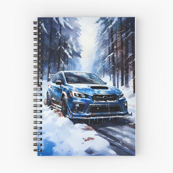 Item preview, Dynamic Watercolor Style With Vibrant Blue Rally Car In Snowy Forest designed and sold by RevUpDesign.