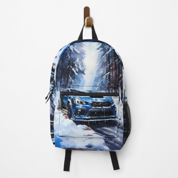Item preview, Dynamic Watercolor Style With Vibrant Blue Rally Car In Snowy Forest designed and sold by RevUpDesign.