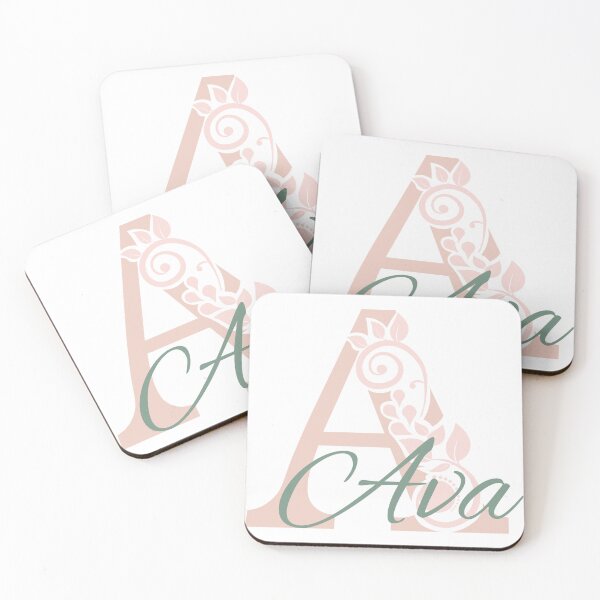 Item preview, Ava – Elegant design with floral letter A – mint & pink – (customizable) designed and sold by sabantha.