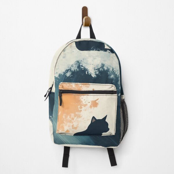 Item preview, Black Cat on Wave Crest Illustration designed and sold by Cat-Wave-Dream.
