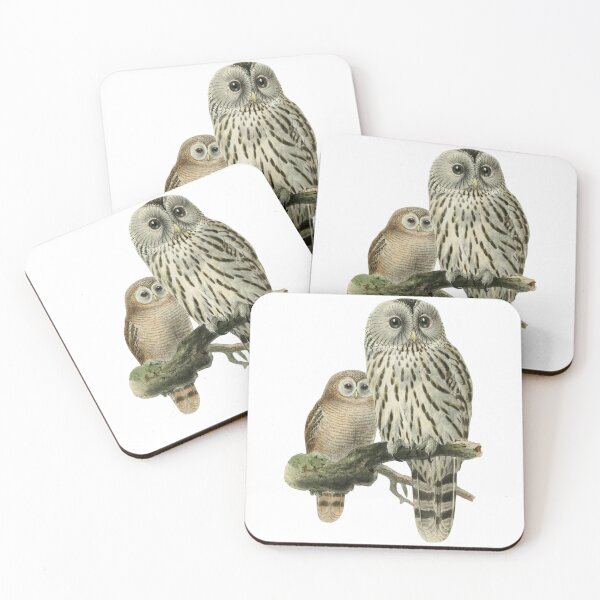 Item preview, Antique Ural Owl and Owlet Birds designed and sold by IrisAndIvy.