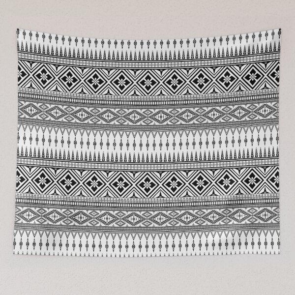 Item preview, Black and white vintage geometric Ethnic pattern designed and sold by Aesthetic shapes design.