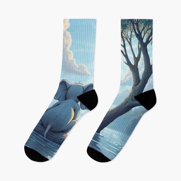 Item preview,  elephant and dog sit on a tree escaping from the flood designed and sold by Mike Kiev art.