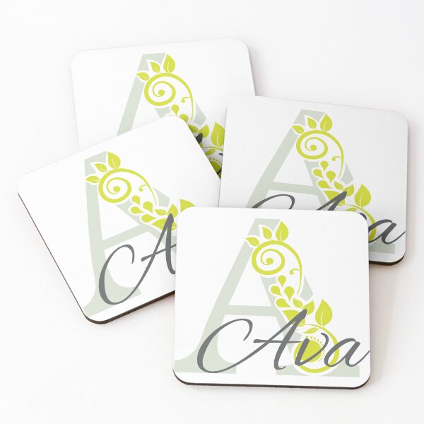 Item preview, Ava – Elegant design with floral letter A – light green – (customizable) designed and sold by sabantha.