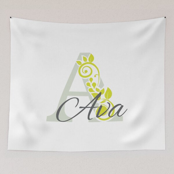 Item preview, Ava – Elegant design with floral letter A – light green – (customizable) designed and sold by sabantha.