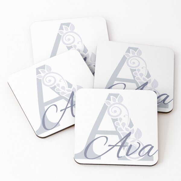 Item preview, Ava – Elegant design with floral letter A – blue-grey – (customizable) designed and sold by sabantha.
