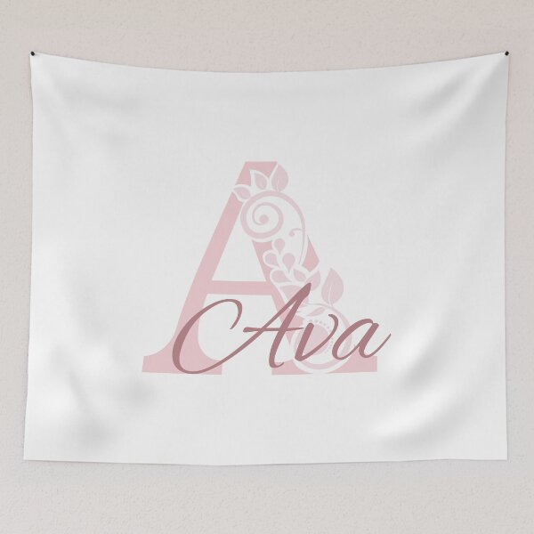 Item preview, Ava – Elegant design with floral letter A - pink - (customizable) designed and sold by sabantha.