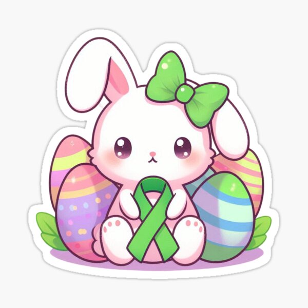 Item preview, Easter Bunny with Green Awareness Ribbon designed and sold by HealthCoreCommunity.
