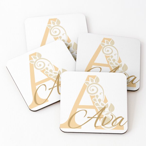 Item preview, Ava – Elegant design with floral letter A - yellow - (customizable) designed and sold by sabantha.