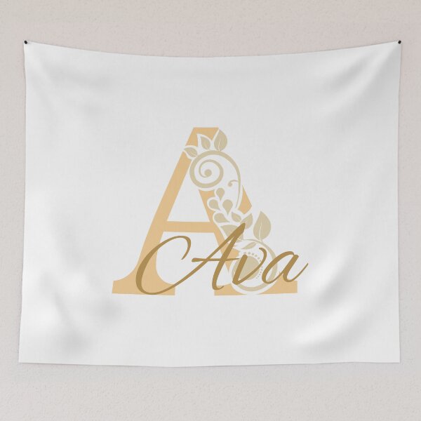 Item preview, Ava – Elegant design with floral letter A - yellow - (customizable) designed and sold by sabantha.