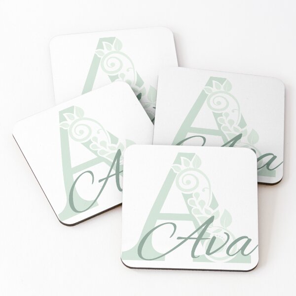 Item preview, Ava – Elegant design with floral letter A – mint green – (customizable) designed and sold by sabantha.