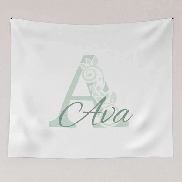 Item preview, Ava – Elegant design with floral letter A – mint green – (customizable) designed and sold by sabantha.