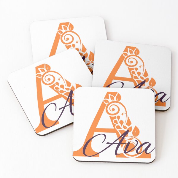 Item preview, Ava – Elegant design with floral letter A - orange - (customizable) designed and sold by sabantha.