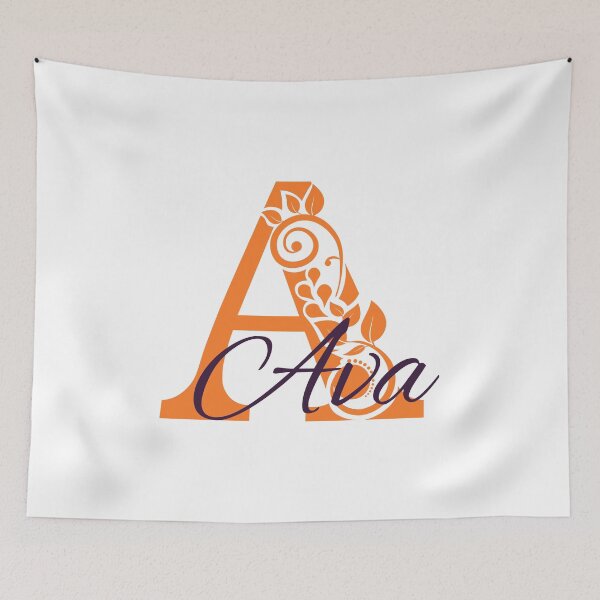 Item preview, Ava – Elegant design with floral letter A - orange - (customizable) designed and sold by sabantha.