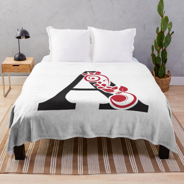 Item preview, Floral monogram – letter A – black & red – (customizable) designed and sold by sabantha.