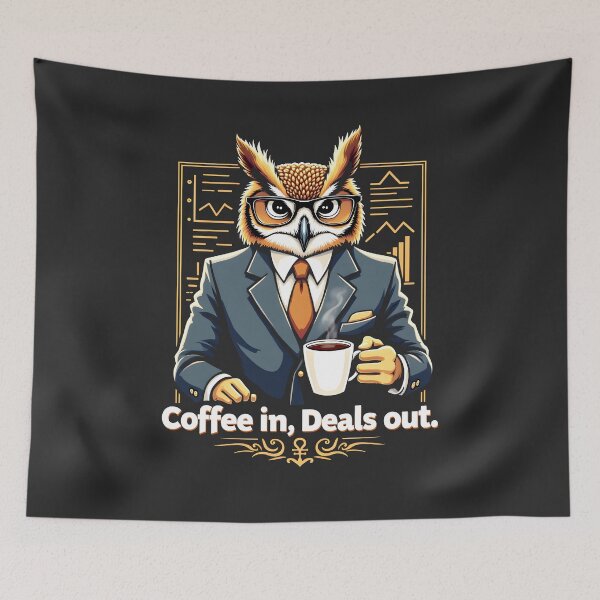Item preview, Business Owl with Coffee Design designed and sold by FoxyJags.