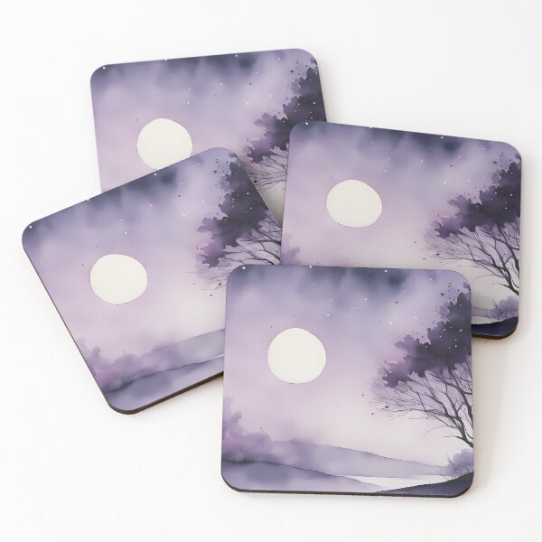 Item preview, Purple Silhouette Fullmoon Landscape designed and sold by CalmnessbyChoice.