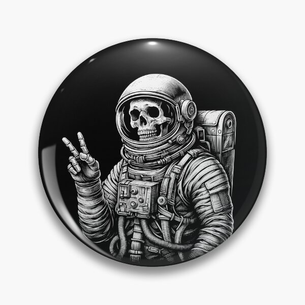 Artikel-Vorschau von Skelett im Astronautenanzug, das das Peace-Zeichen macht, designt und verkauft von Darkifun.