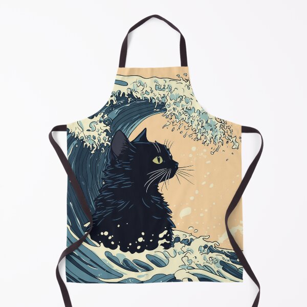 Item preview, Wave-Encircled Black Cat Illustration designed and sold by Cat-Wave-Dream.