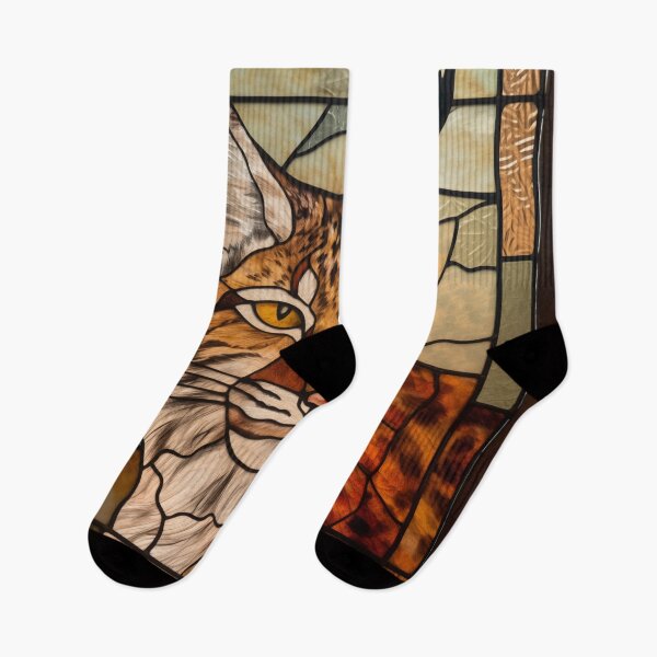Item preview, Bobcat in Stained Glass designed and sold by RedHandedOD.