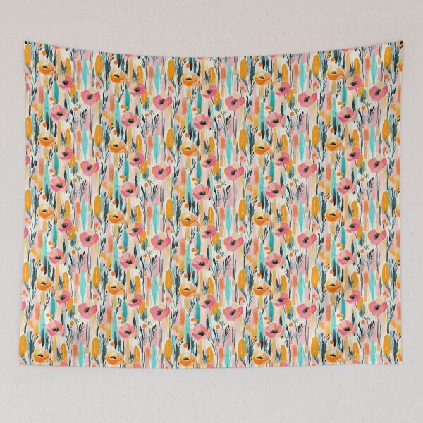 Item preview, abstract neon coloured florals designed and sold by PoppyLaneStudio.