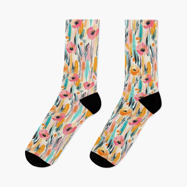 Item preview, abstract neon coloured florals designed and sold by PoppyLaneStudio.