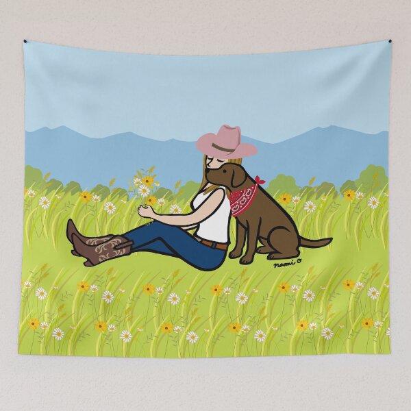 Item preview, Chocolate Labrador Mom in the Meadow designed and sold by HappyLabradors.