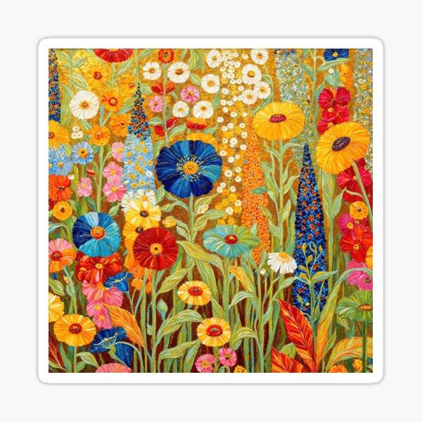 Gustav Klimt Gold Flower Garden Sticker