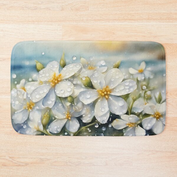 Item preview, White Flowers with Waterdrops designed and sold by CalmnessbyChoice.